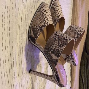 4.5” Faux animal print heeled mules